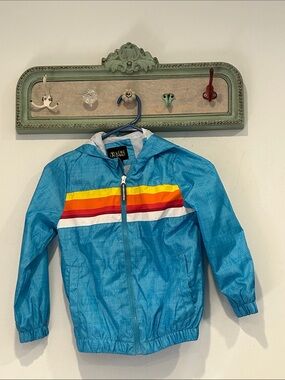 Kids iXtreme light Blue Hooded Windbreaker with Retro Stripe boys size 7